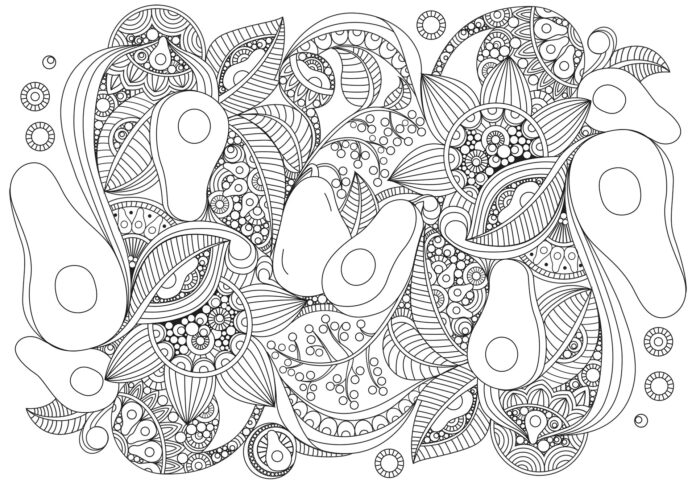 avocado patterned coloring book to print
