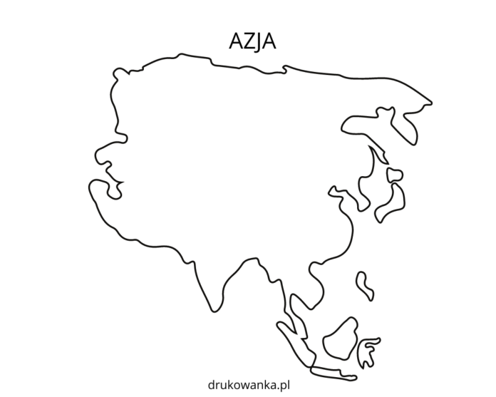mapa Ázie na vyfarbenie k vytlačeniu