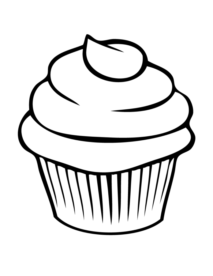 cupcake with cream coloring book to print