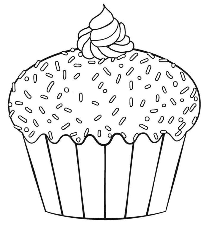 Cupcake mit Streuseln Malbuch zum Ausdrucken