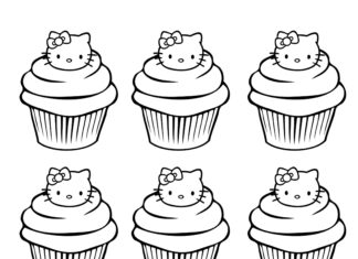 cupcakes Hello Kitty coloring book to print