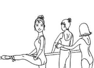Ballerinaer i en danselektion til udskrivning af et billede