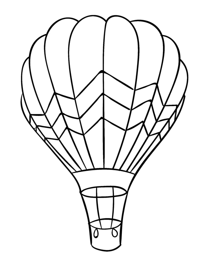 balónek s košíkem k vytisknutí omalovánky