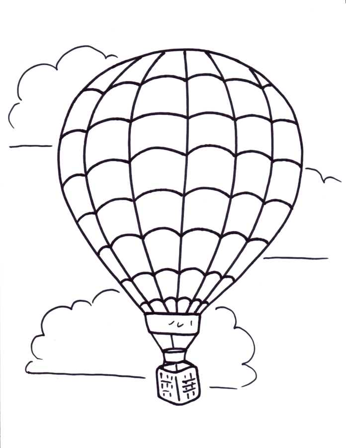 balloon with basket coloring book to print