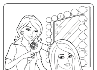 barbie at the barber shop coloring book to print