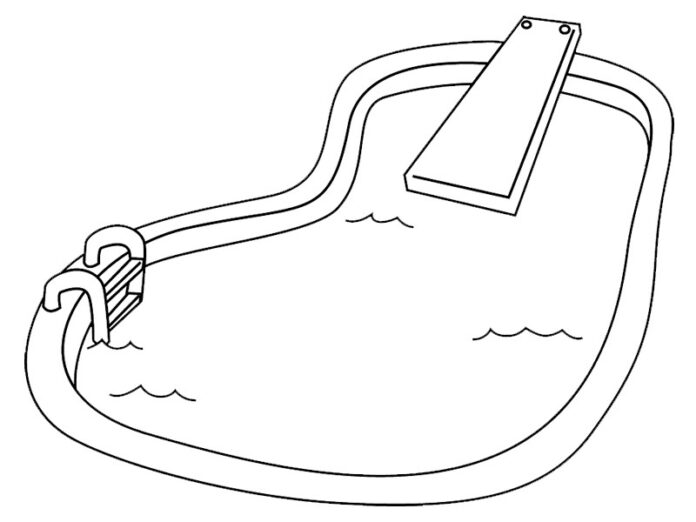pool with slide coloring book to print