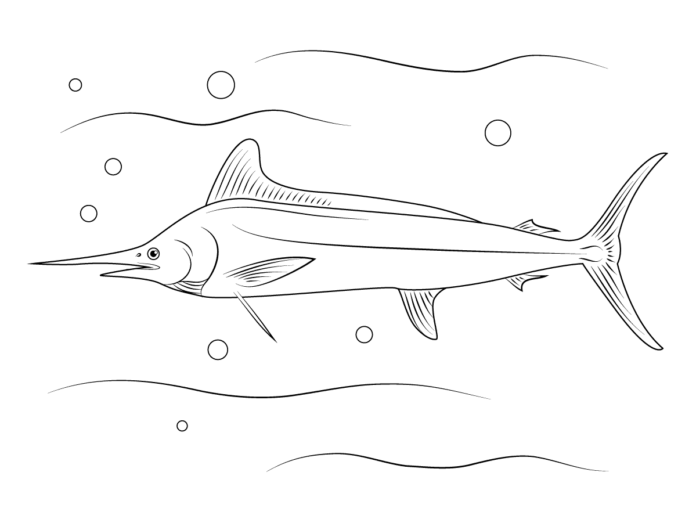 Weißer Marlin-Malbuch zum Ausdrucken
