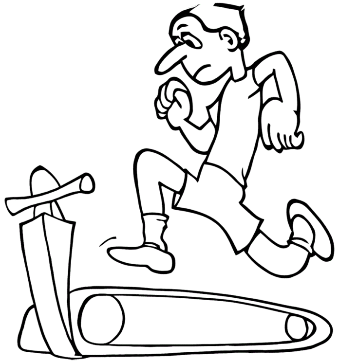 running on the treadmill coloring book to print