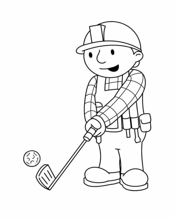 Bob the Builder coloring book golf game printable and online