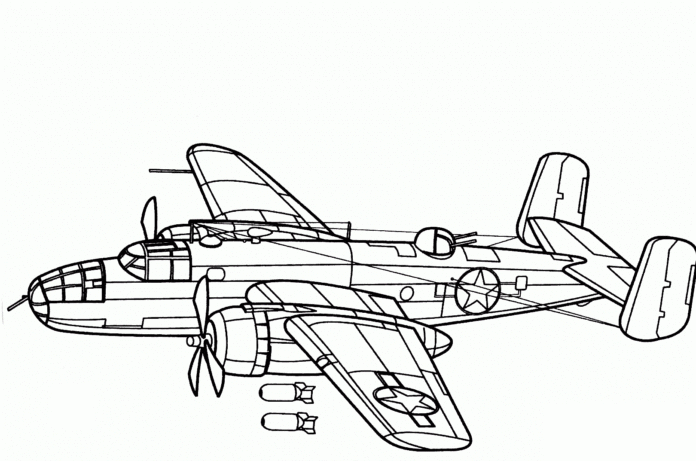 bomber illustration coloring book to print