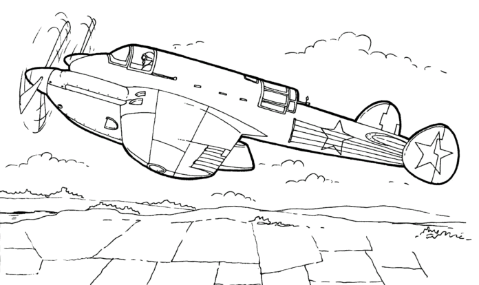 vojenský bombardér - omaľovánky na vytlačenie