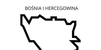 foglio da colorare di mappa della bosnia e dell'erzegovina per la stampa