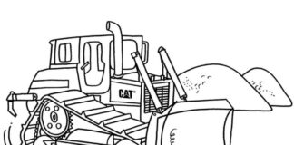Bulldozer Katze Bild zum Ausdrucken