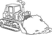 bulldozer in un'immagine stampabile del cantiere