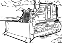 bulldozer on tracks coloring book to print
