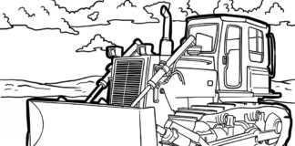 bulldozer on tracks coloring book to print