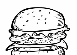 Rindfleisch-Burger-Malbuch zum Ausdrucken