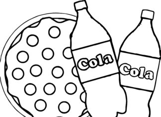 Flaska med cola som kan skrivas ut och färgläggas