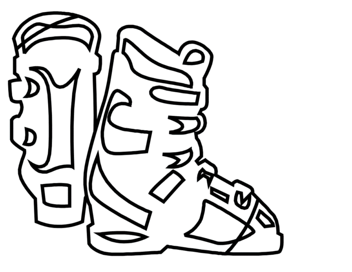 lyžiarske topánky na vytlačenie omaľovánky