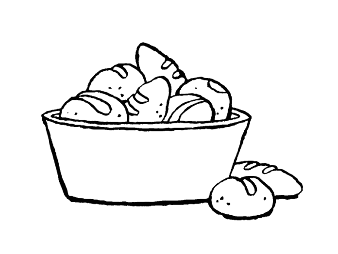 buns in a basket coloring book to print