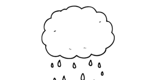 cloud with rain coloring book to print