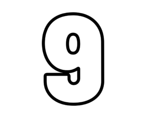 cyfra - liczba 9 kolorowanka do drukowania