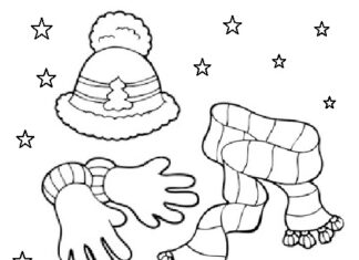 Hat, scarf and gloves picture to print