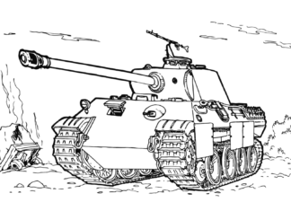 Panzer auf dem Schlachtfeld Malbuch zum Ausdrucken