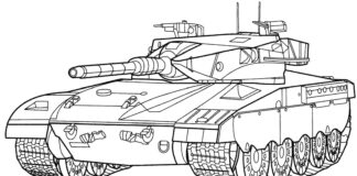 sotilaspanssarivaunu tulostettava värityskirja