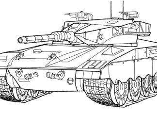 vojenský tank k vytisknutí omalovánky