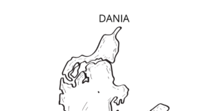 DÄNEMARK KARTE Malvorlage zum Ausdrucken