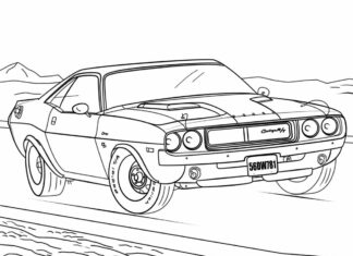 dodge challenger on the field coloring book to print