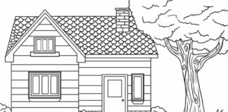 single family house coloring book to print