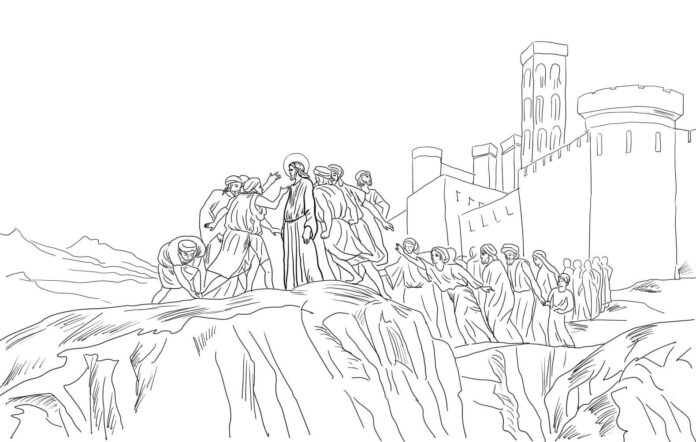 Jesus' house in Nazareth coloring book to print