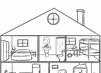 house of rooms coloring book to print