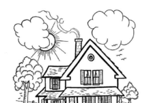 family house coloring book to print
