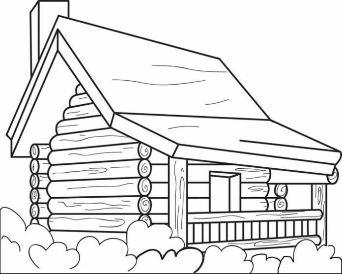log house coloring book to print