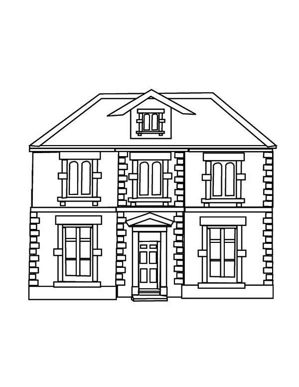 house with windows coloring book to print