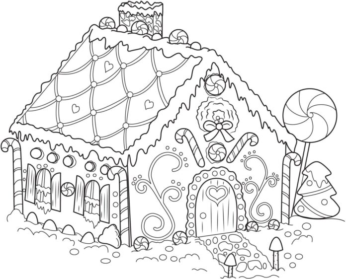 gingerbread house coloring book to print