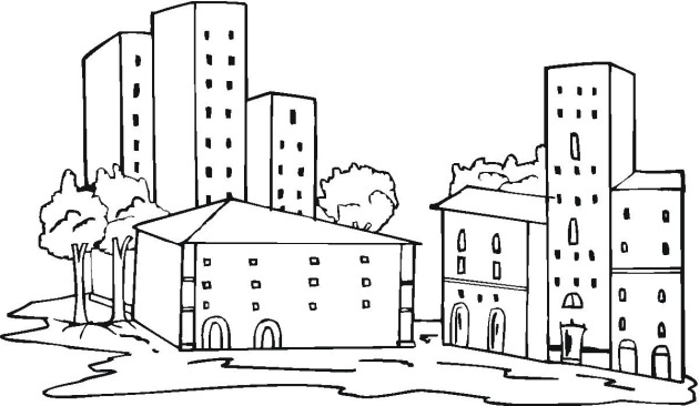 houses and blocks coloring book to print