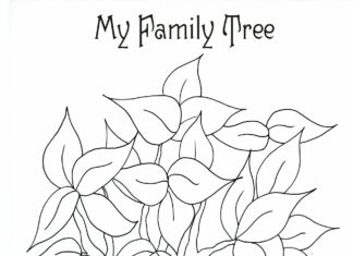 tree with leaves coloring book to print