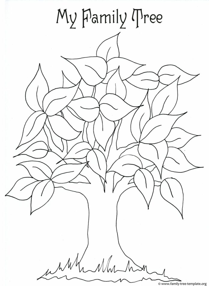 葉のある木 印刷用塗り絵
