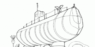 duża łódź podwodna kolorowanka do drukowania