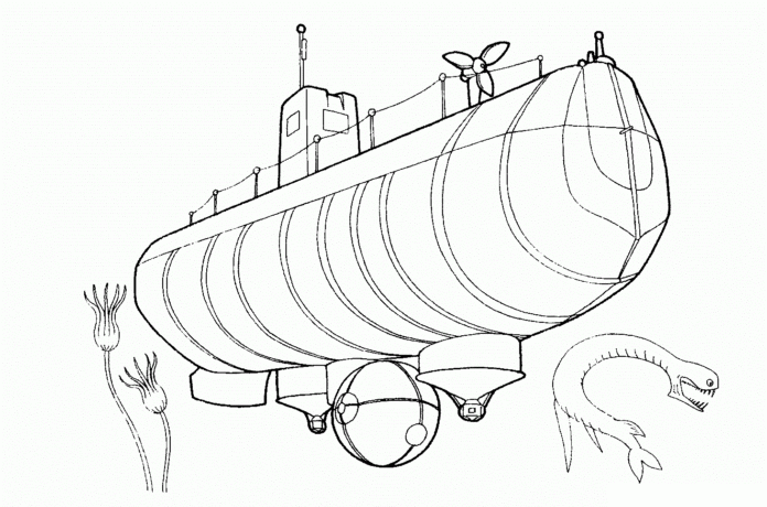 large submarine coloring book to print