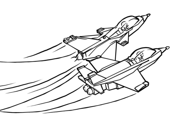 Färgbok för två jetplan som kan skrivas ut