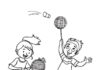børn spiller badminton malebog til udskrivning