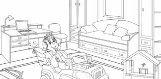 child in the room coloring book to print