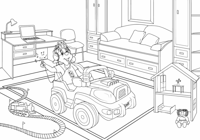 child in the room coloring book to print