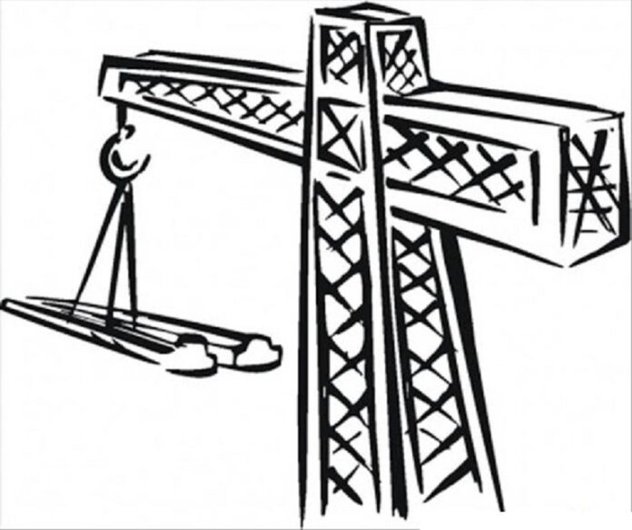crane at the construction site coloring book to print