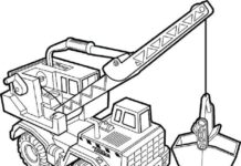 crane with loader coloring book to print